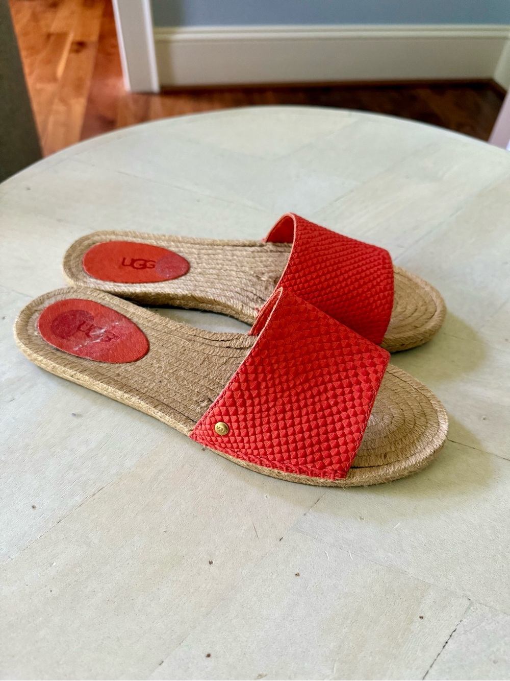 UGG Cherry Exotic Espadrille Slide Sandal, Size 7 🧡🧡🧡